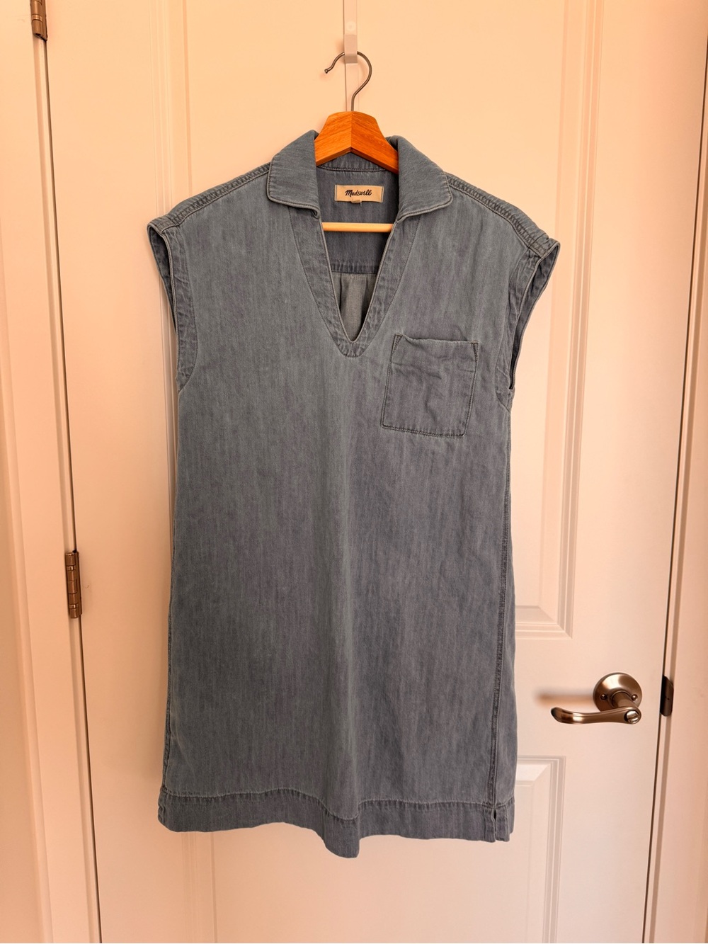 Madewell Blue Chambray Sleeveless Shift Dress Size Small